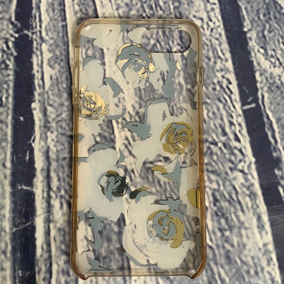 Kate Spade Clear iPhone 6s/7/8Plus Black/Gold Floral Rubber Case - Picture 3 of 6